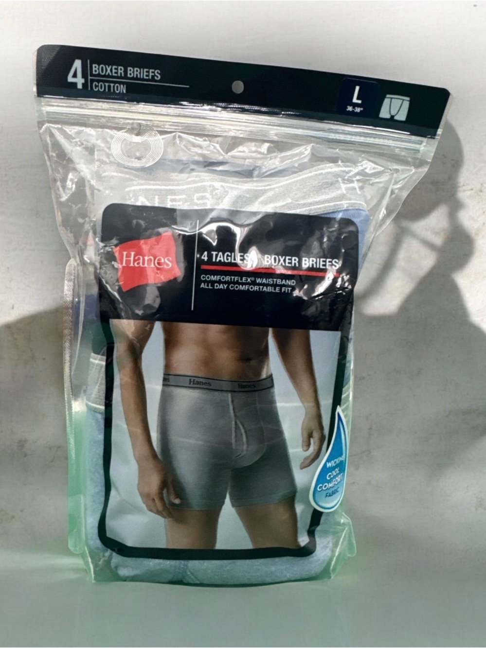 Hanes 4-Pack Tagless Boxer Briefs in Shades of Blue